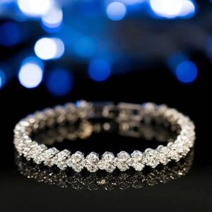 Shining Diva Fashion Platinum Plated Crystal Bangle Bracelet for Women and Girls