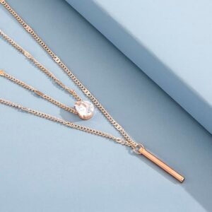 Shining Diva Fashion Stylish Multilayer Crystal Chain Pendant Necklace for Women and Girls (14563np), Gold