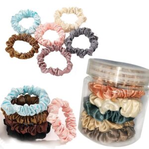 TEMPERIA (6 pcs) Silk Satin Scrunchies For Women & Girls with Box - Stylish Luxury Ponytail Rubber Band Ties for Hair - (Random Colors)