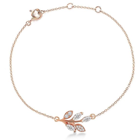 MINUTIAE Vine Shape Pendant Necklace Chain Bracelet And Earring Jewellery Combo Set With Solitaire Crystal Diamond For Women and Girls - Image 2